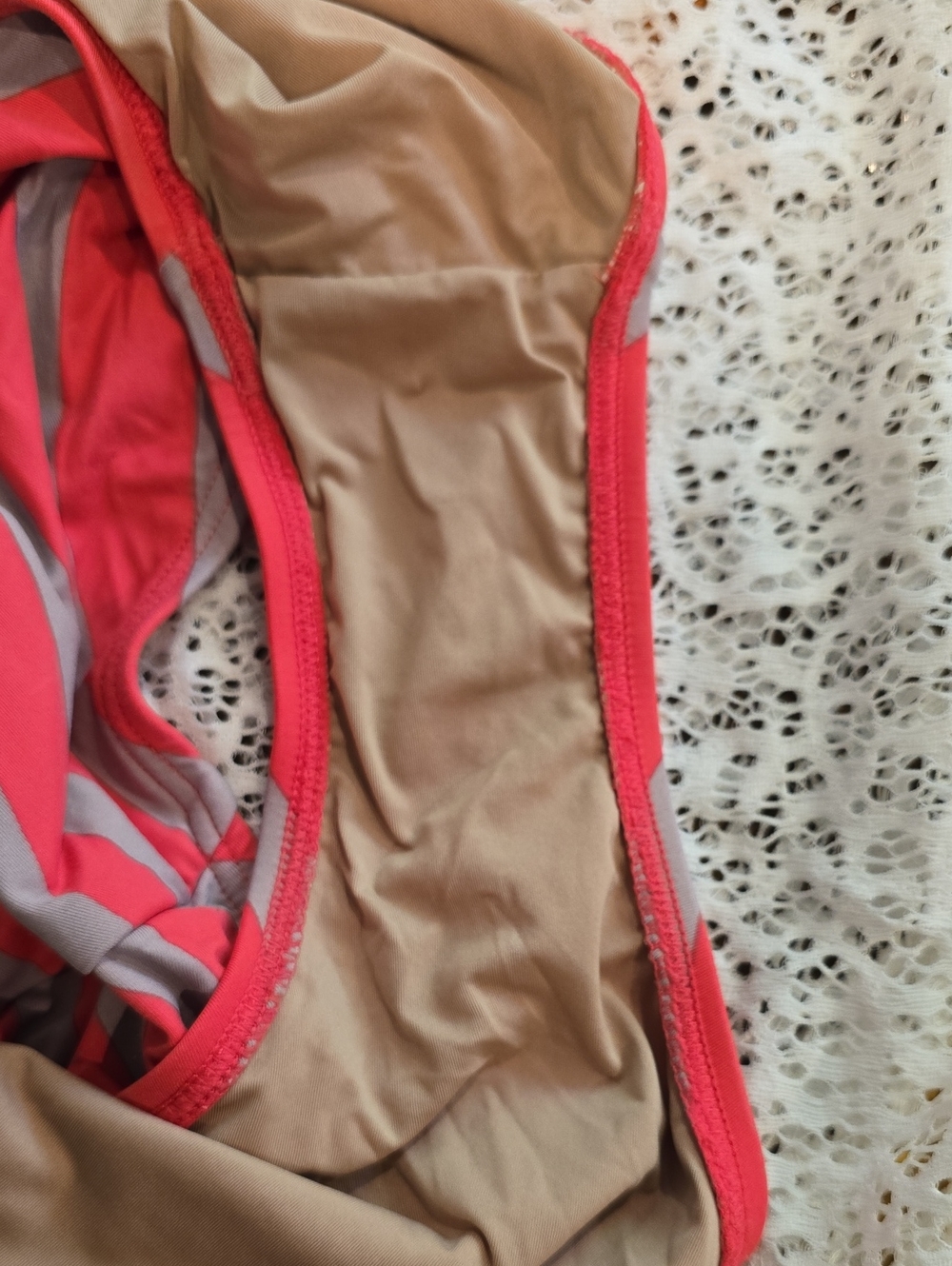 DKNY Hot Pink & Light Gray Striped One-Piece - Picture 6 of 8